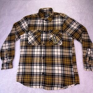 Dogg Supply Yellow Plaid Flannel Shirt Men's L/G Streetwear Button-Up Snoop Dogg
